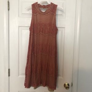 Francesca’s lace mock neck dress